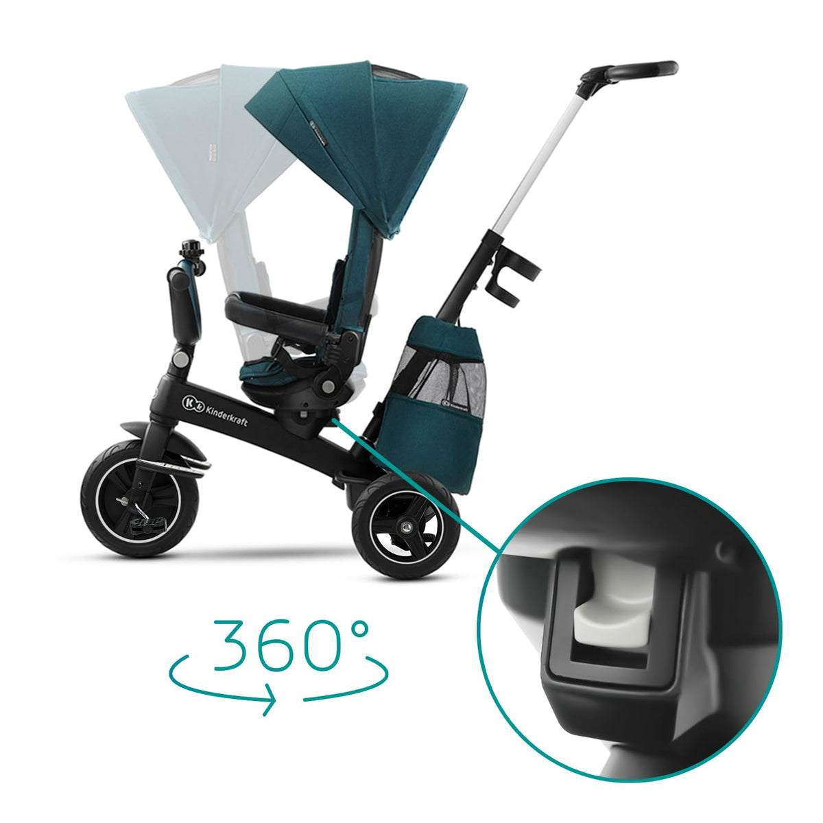 Kinderkraft EASYTWIST puncture-resistant wheels provide a smooth ride on paths