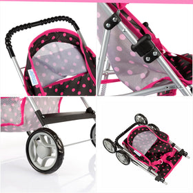 Kinderplay pink and black stroller arrives new in original packaging
