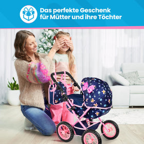 Kinderplay doll pram lightweight design eases pushing for little hands
