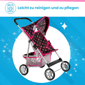 Kinderplay doll stroller with seatbelts for secure play