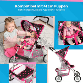 Kinderplay doll stroller with folding hood for shade