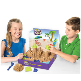 Kinetic Sand Beach Sand Kingdom molds help build walls and towers.