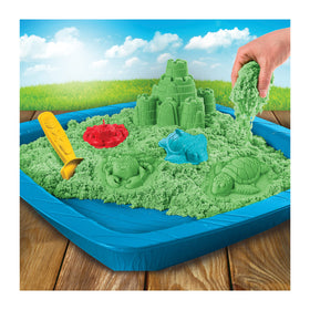 Kinetic Sand Care Commitment logo signals safety and reliability.