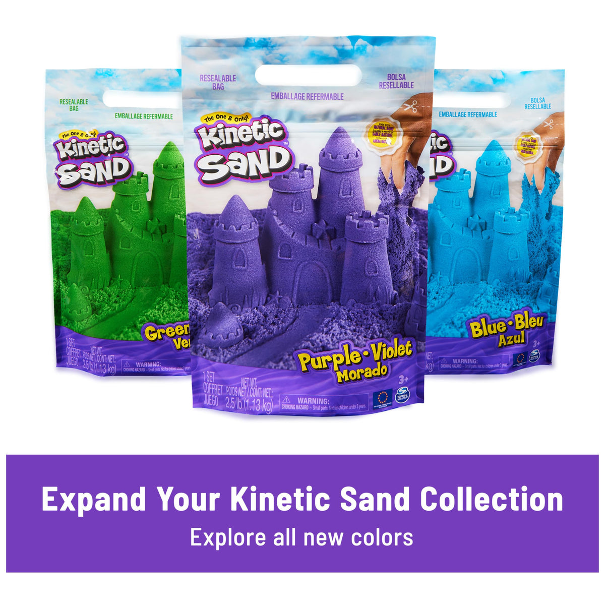 Kinetic Sand color layer play showcasing color mixing possibilities.