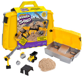 Kinetic Sand Construction Site folding sandbox ready for portable, mess-contained play.
