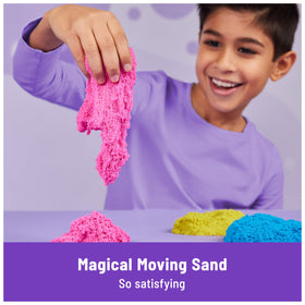 Kinetic Sand flow fork demonstrating color layering and flow.