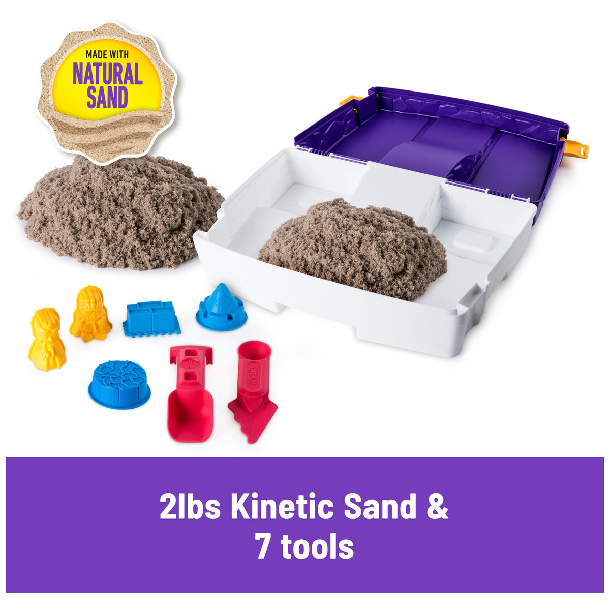 Kinetic Sand Folding Sand Box close-up reveals sand texture that sticks together