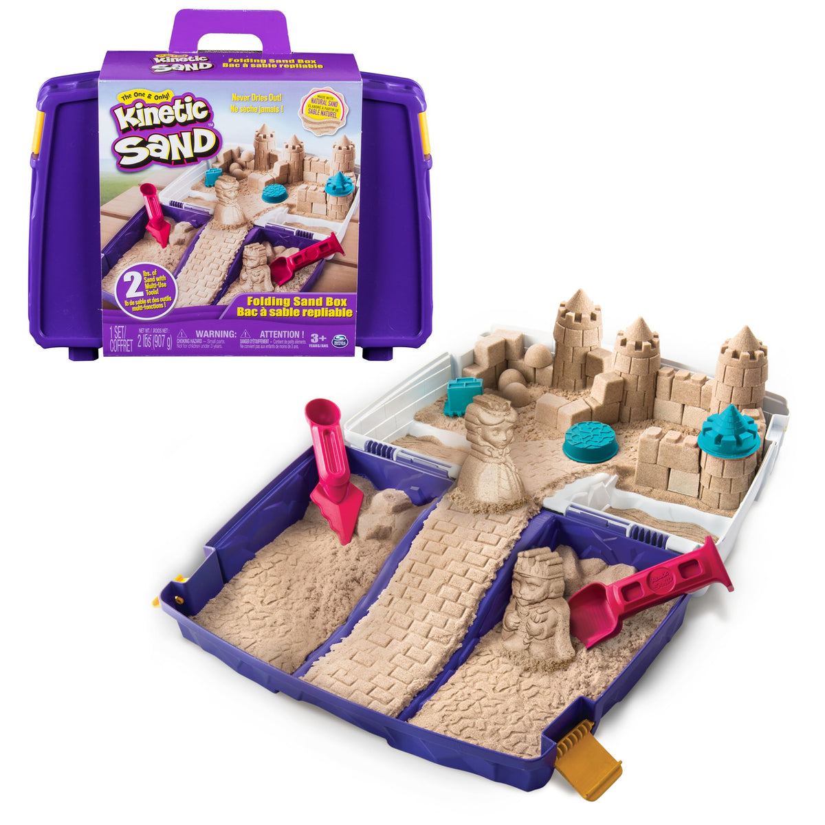 Kinetic Sand Folding Sand Box with open lid showing contained play area