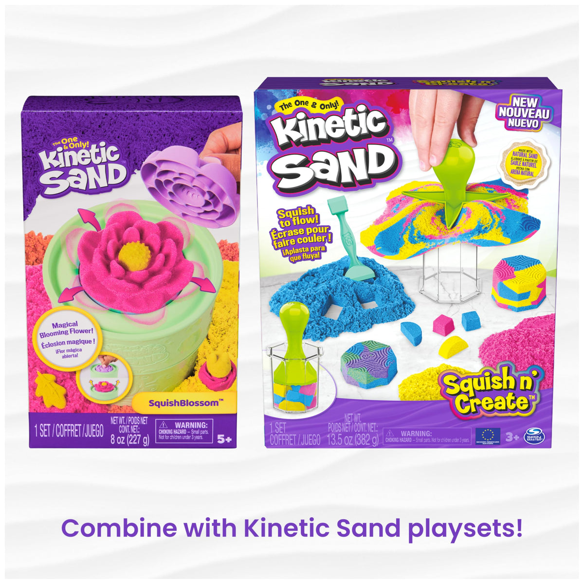 Kids enjoying group play with Kinetic Sand kits and sets.