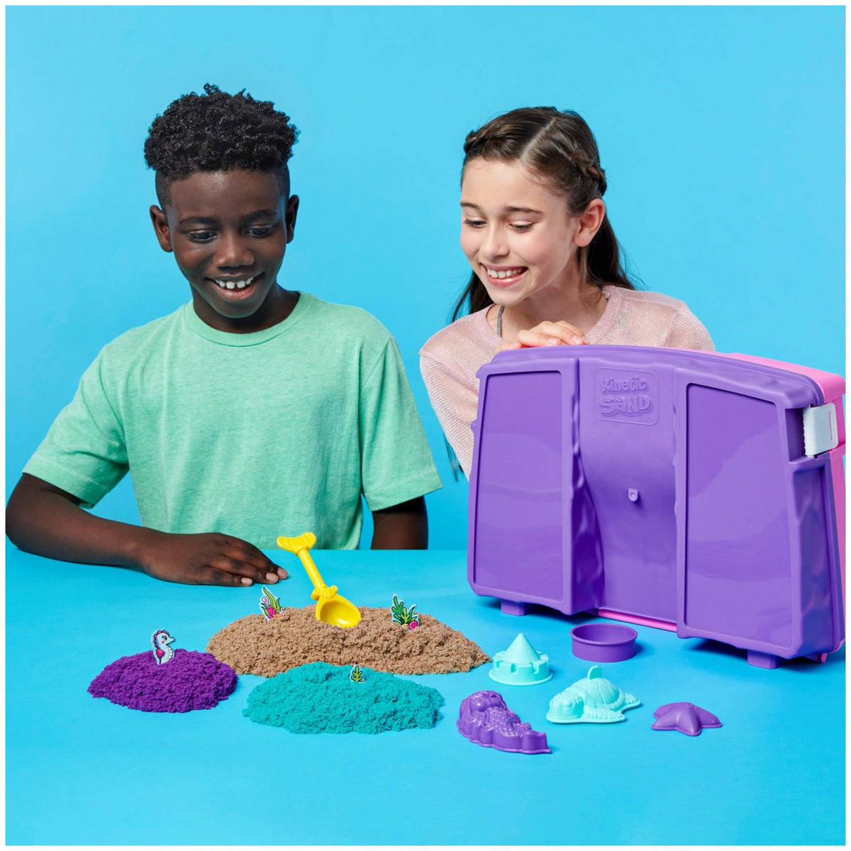 Kinetic Sand Mermaid Palace Playset scene punch-out helps frame playful dioramas.
