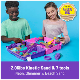 Kinetic Sand Mermaid Palace Playset shimmering teal sand for dazzling tactile builds.