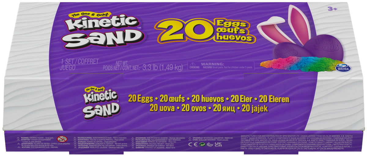 Kinetic Sand natural sand with hypoallergenic note emphasizes safe, reusable play material