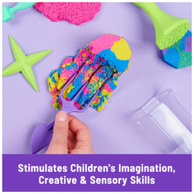 Kinetic Sand shape stamper used to leave textured impressions.