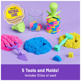 Kinetic Sand Squisher Handle tool shown for shaping and squeezing play.