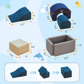 Kinevoli soft foam blocks with removable suede covers provide a safe, easy-to-clean surface