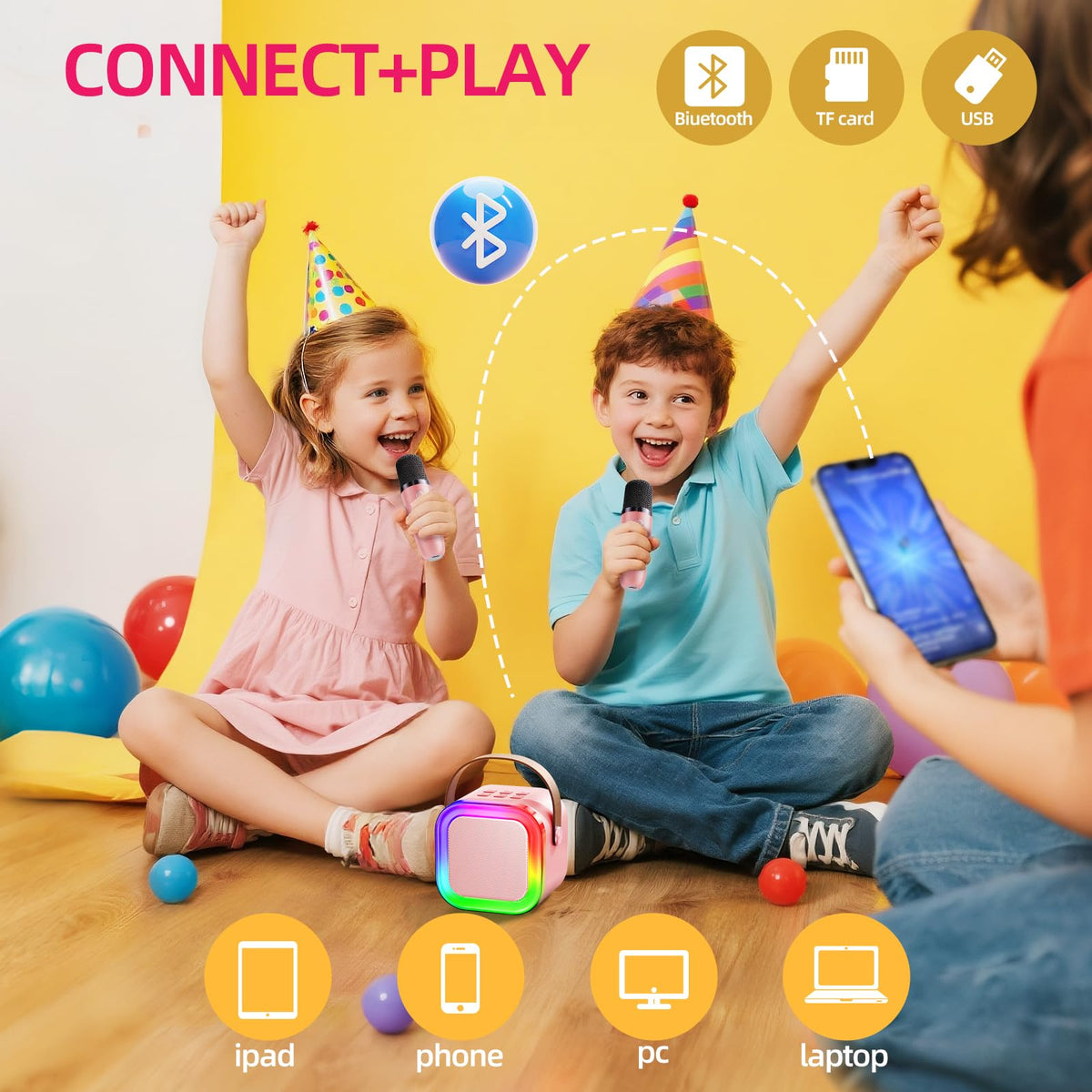 Kinglucky Bluetooth connectivity lets kids stream songs from YouTube or Spotify.
