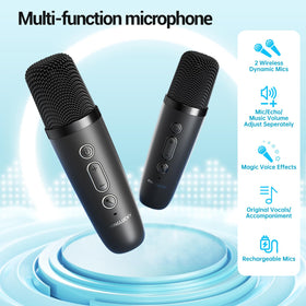 Kinglucky karaoke device with vibrant LED disco lights for family nights.