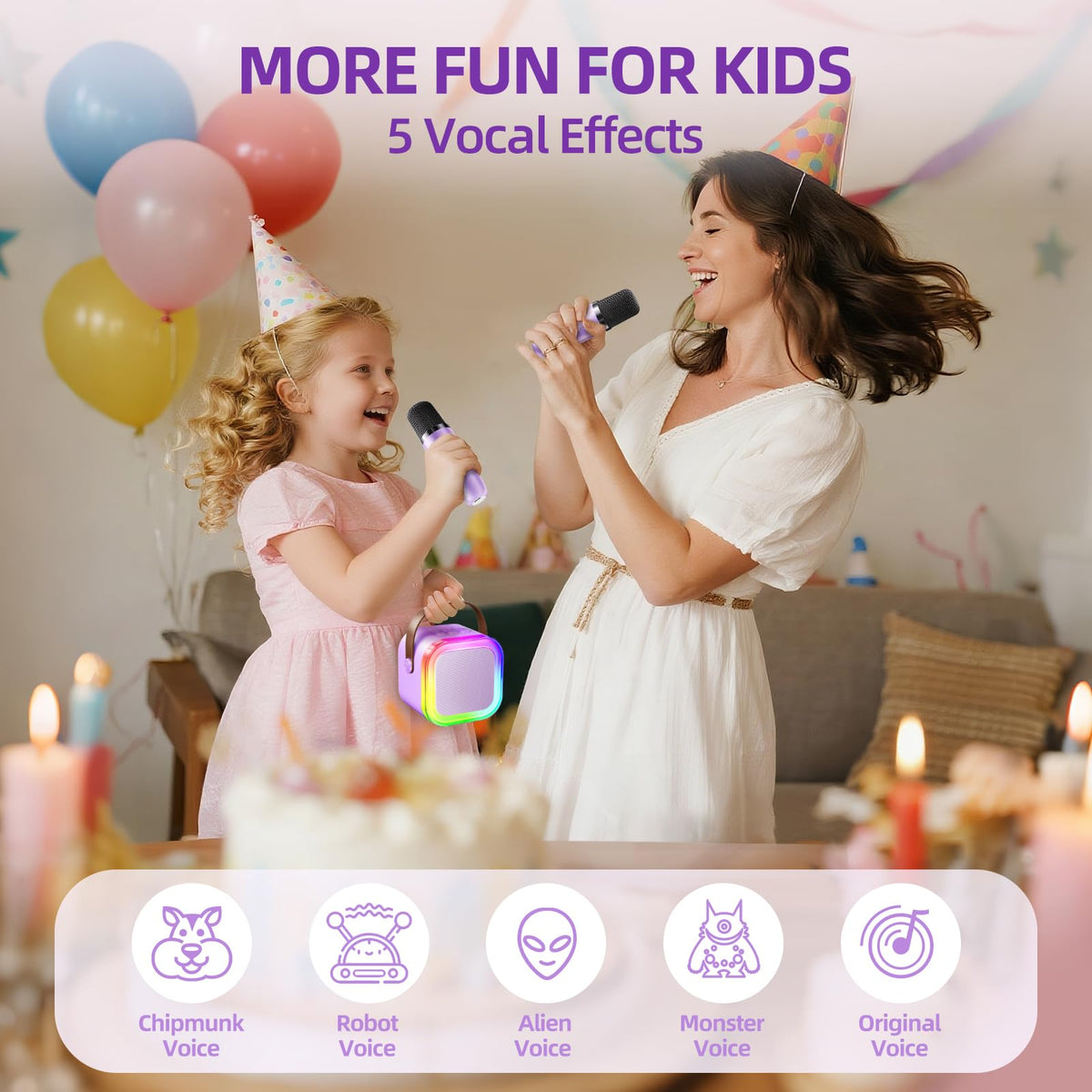 Kinglucky kid-friendly setup makes singing easy and fun.