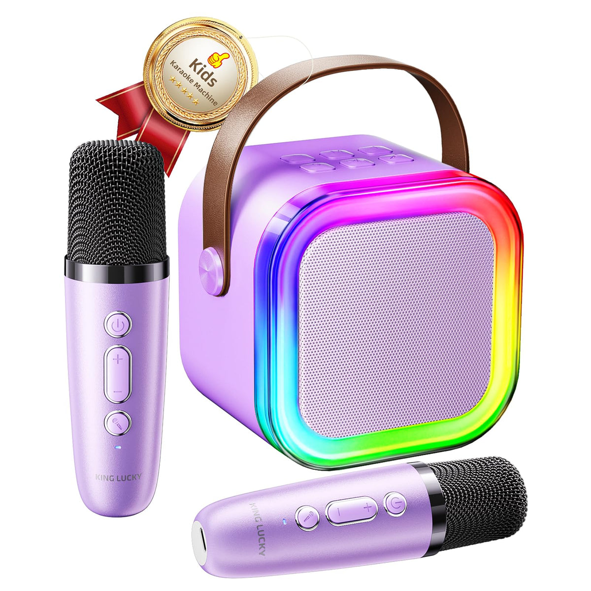 Kinglucky mini karaoke with dual mics for joyful duets at home.