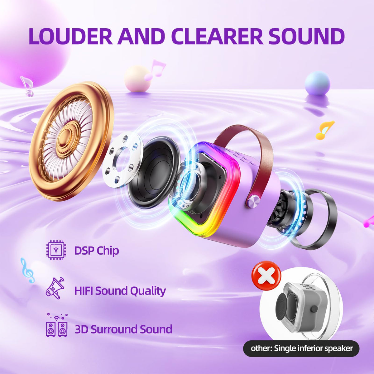 Kinglucky mini karaoke LED lights brighten kids' parties and performances.