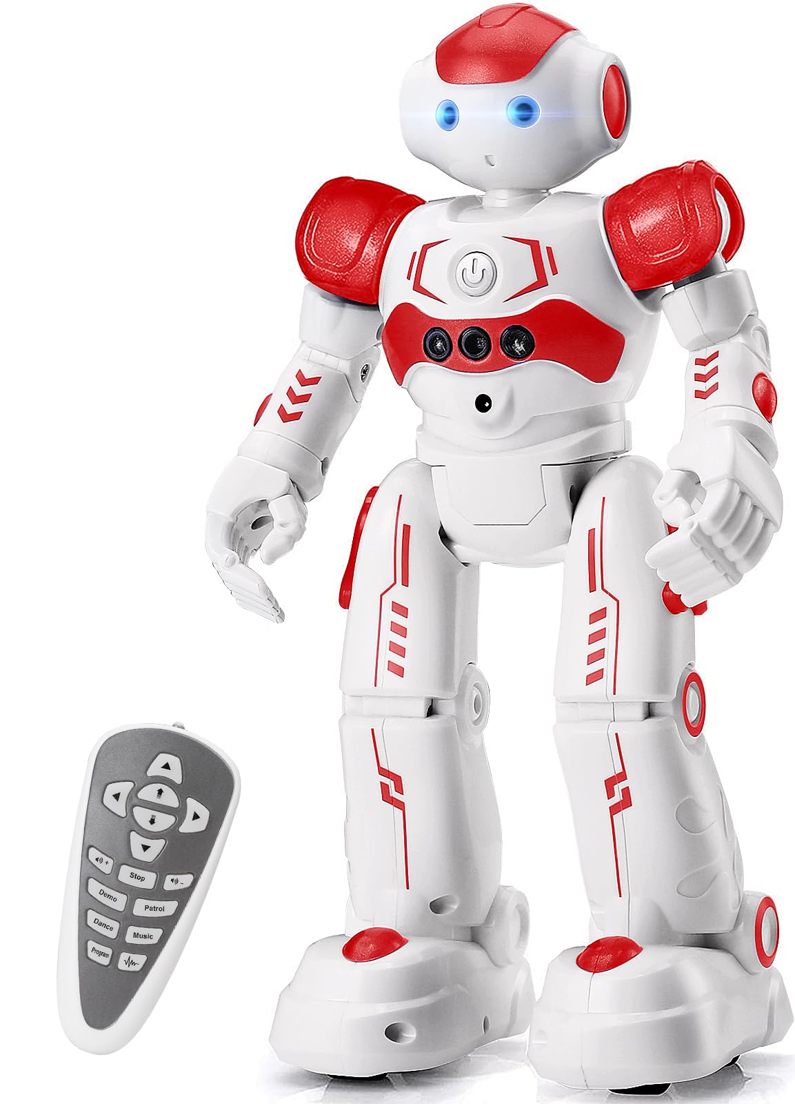 KingsDragon RC robot with illuminated eyes for engaging play.