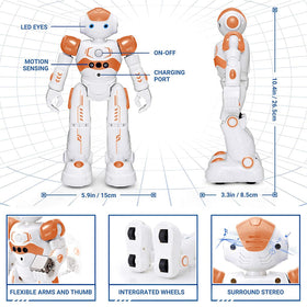 KingsDragon RC Robot eyes LED light up during movement for engaging visuals.