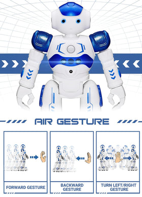 KingsDragon RC Robot in gesture-control mode showing hand-command responsiveness.