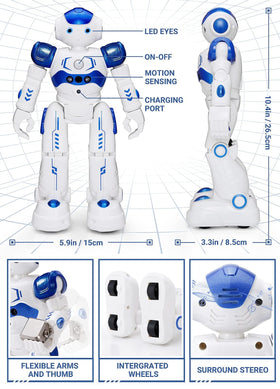 KingsDragon RC Robot multi-joint arms enable versatile poses.