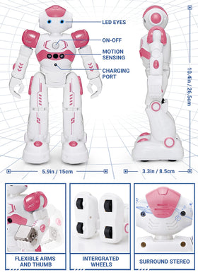 KingsDragon RC robot pink gesture-control in action for intuitive play