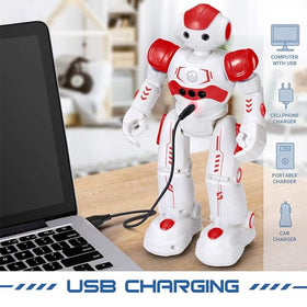 KingsDragon RC robot charging via USB for easy recharging.