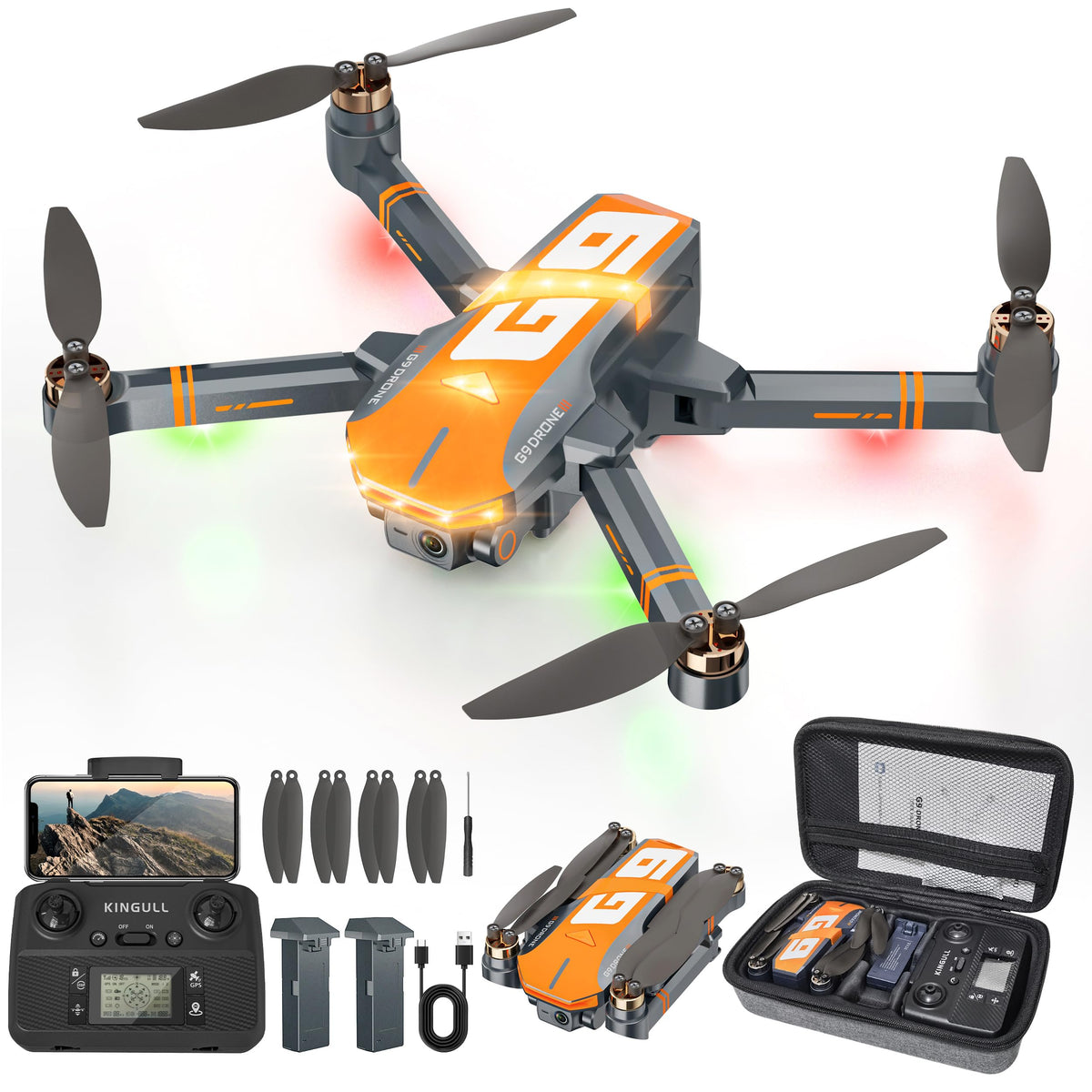 Kingull G9 with 4K camera delivers crisp aerial footage for scenic landscapes.