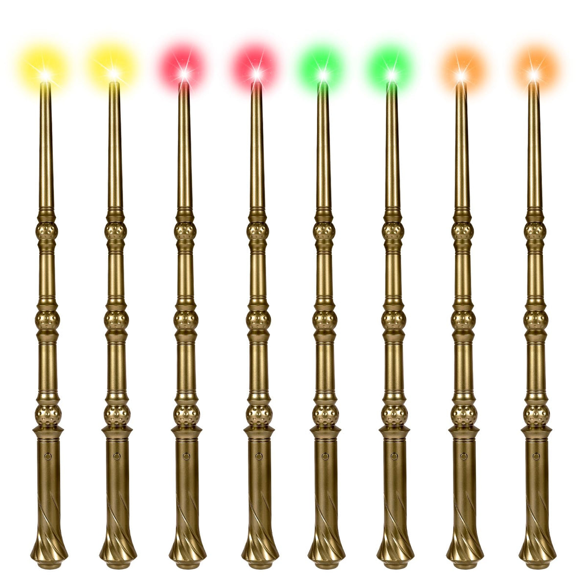 KingVows light-up wizard wand in golden finish, easy for kids to hold during play.