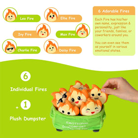 Kingwee dumpster fire six-pack in dumpster highlighting playful office decor and mood uplift