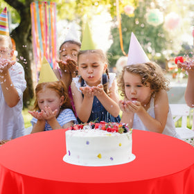 Kinlop green cow-pattern round tablecloth enhances kid-friendly party tables.