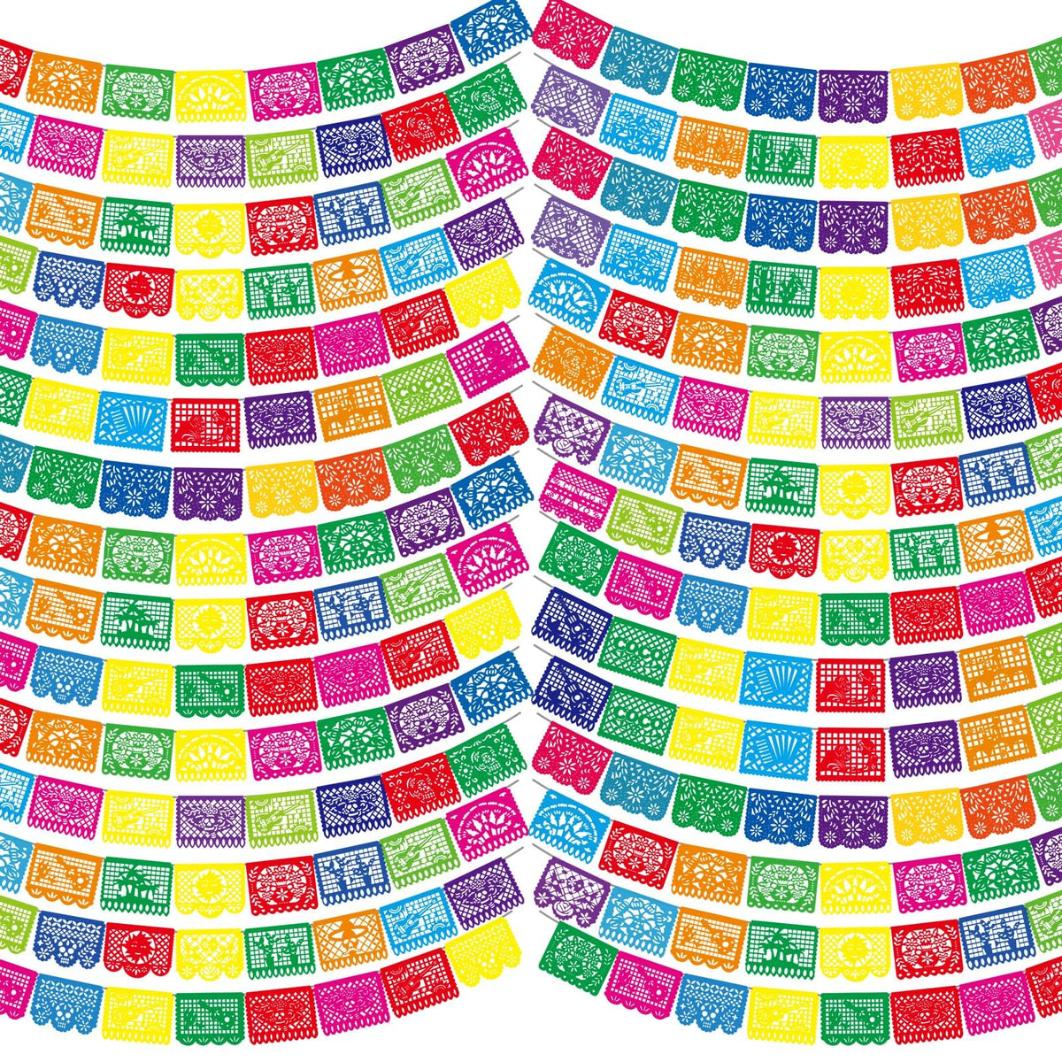 Kinlop bulk Mexican party banners, 15 ft, easy to hang for outdoor fiestas.