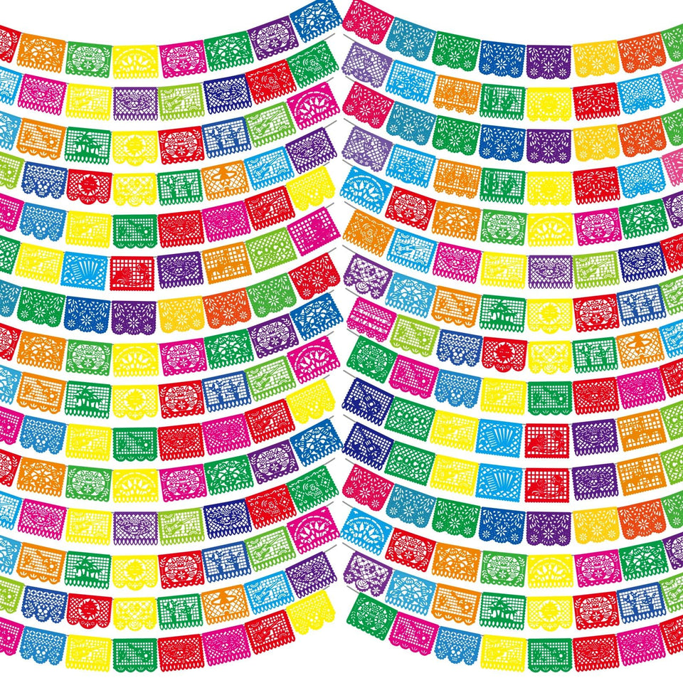 Kinlop bulk Mexican party banners, 15 ft, easy to hang for outdoor fiestas.