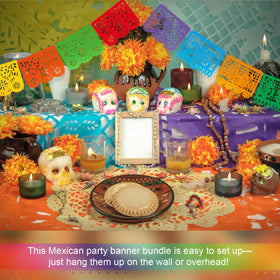 Kinlop mixed-style banner panels shown for diverse party styles and setups.