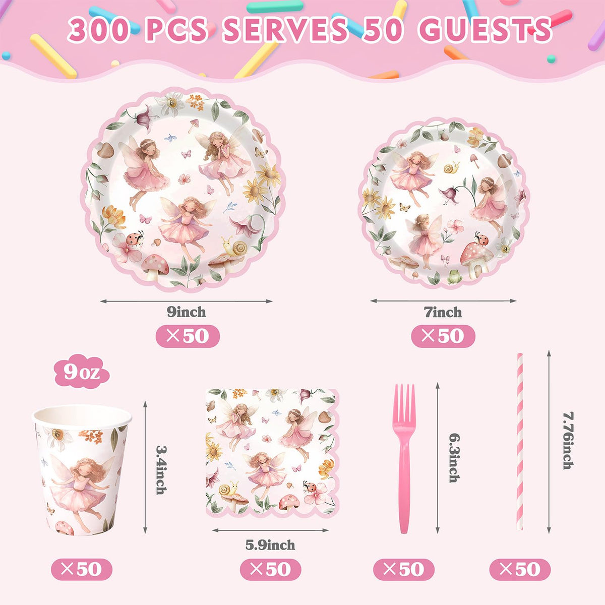 Kinovo 7-inch fairy dessert plates for clean, bite-sized treats and delightful details.