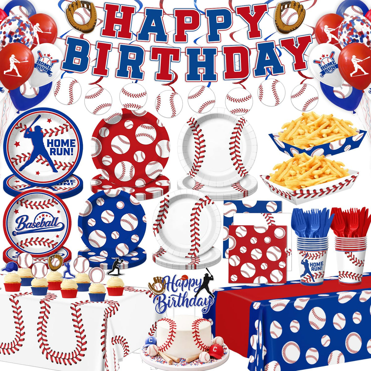 Kinovo baseball party banner decor for festive birthday celebrations