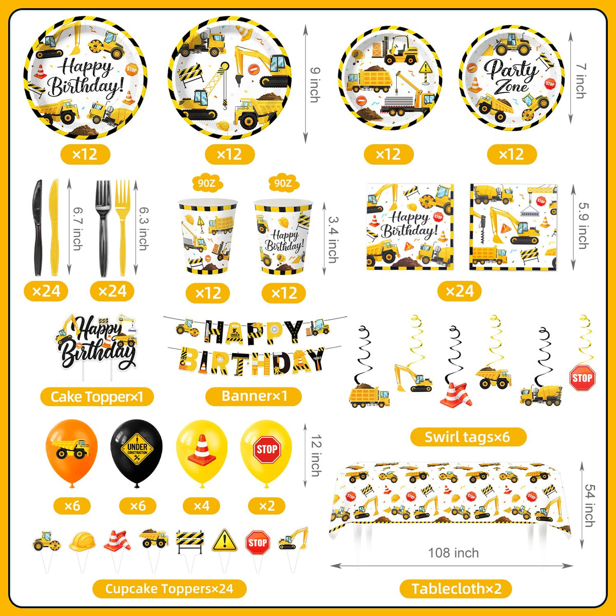 Kinovo construction dessert plates feature city design for treats at a truck-themed party.