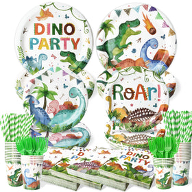 Kinovo dinosaur dinner plates 9in for kid-friendly meals at celebrations.