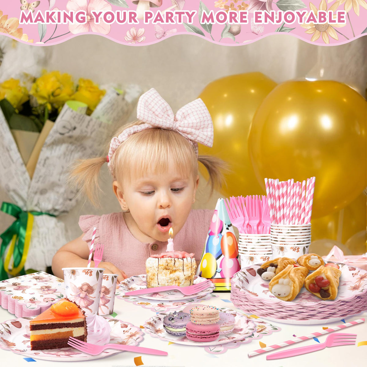 Kinovo fairy cups for mess-free sipping and coordinated party styling.
