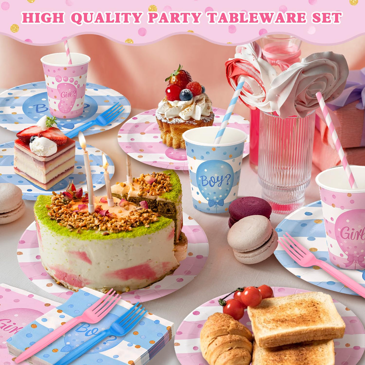 Kinovo 5.9 inch napkins in coordinating pink and blue