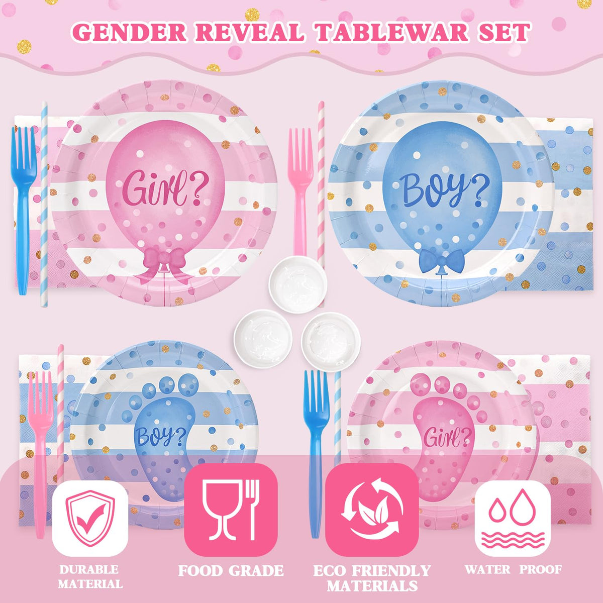 Kinovo pink and blue straws for a festive gender reveal