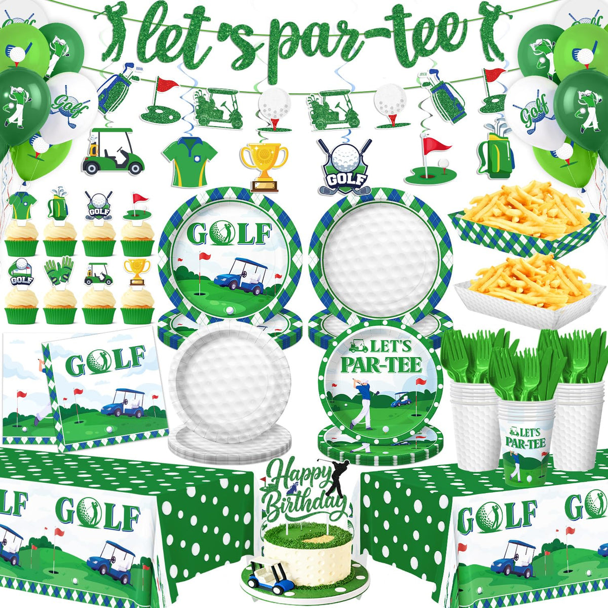 Kinovo golf banner decor signals a festive birthday celebration