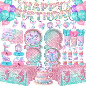 Kinovo mermaid birthday banner for ocean themed celebration and photo moments