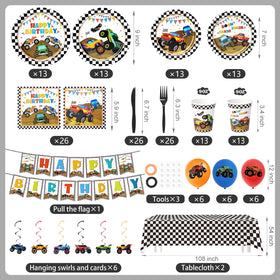 Kinovo Monster Truck napkins for easy cleanup and color coordination