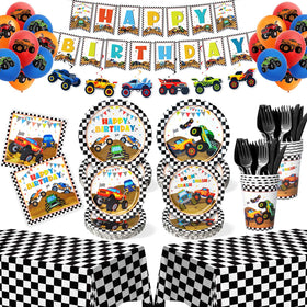 Kinovo Monster Truck plates 7in for kid-friendly meals and bold party style