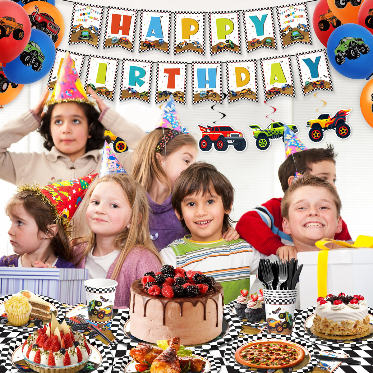 Kinovo Monster Truck plates 9in for hearty servings and vibrant design