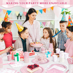 Kinovo pink bow tableware set ties the theme together for a memorable party.